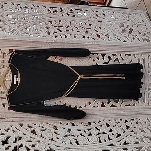 Vintage Hal Ferman mini-pleated Dress with Gold Braided Neck and Belt Size14 (M)